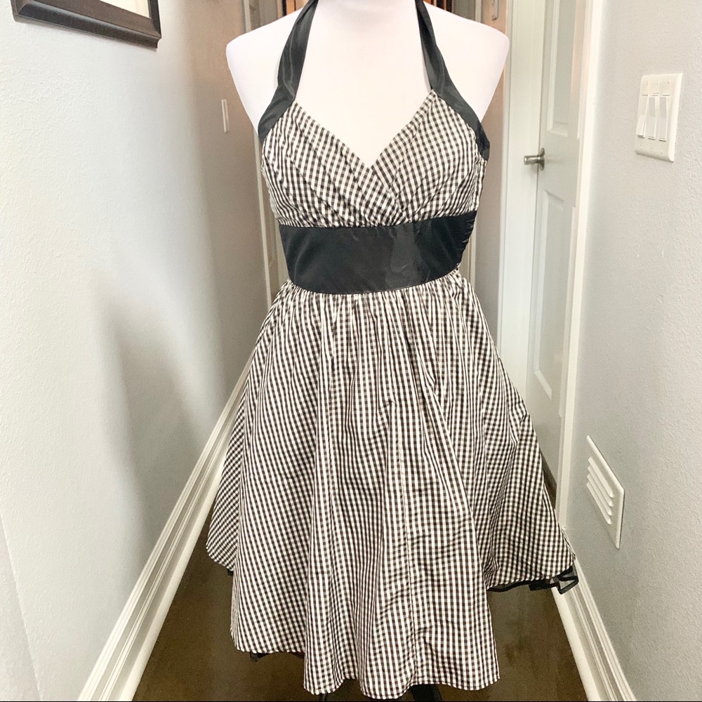 Betsy Johnson Gingham Halter Dress with Tulle